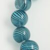 Mouth Blow Glass Hollow Round Bead 28mm black on aqua