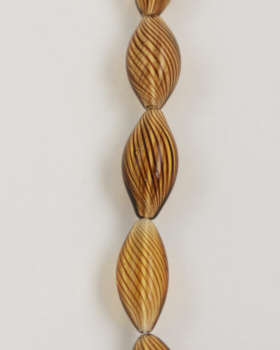 Olive blown glass 12x25mm Amber with Brown Stripes