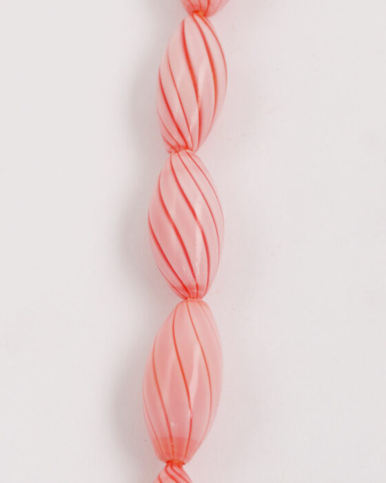 Olive blown glass 12x25mm Pink with red stripes