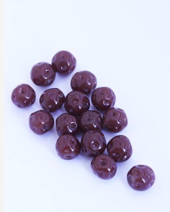 Handmade round dimpled glass beads 10-12mm Chocolate