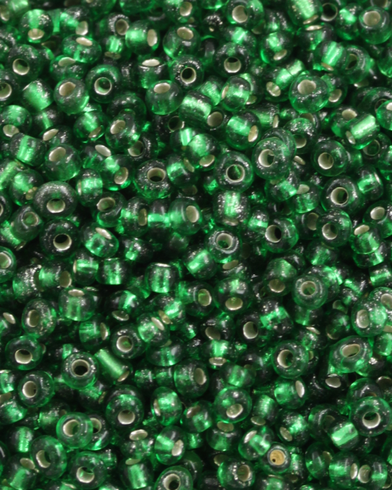 seed beads 2mm green silver lined