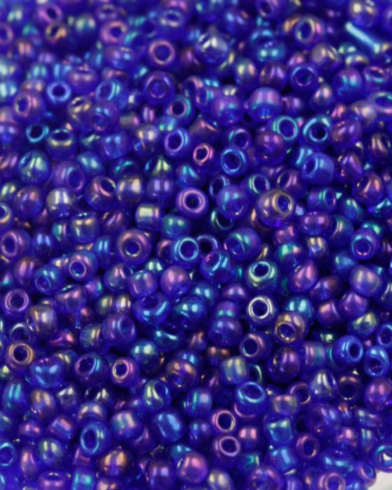 Opaque iridescent seed bead blue
