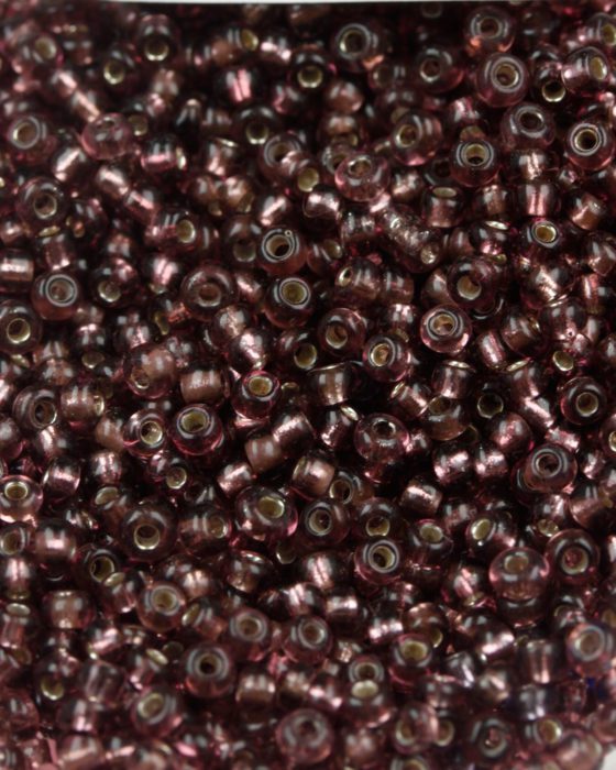 silver lined seed bead size 11 old rose pink