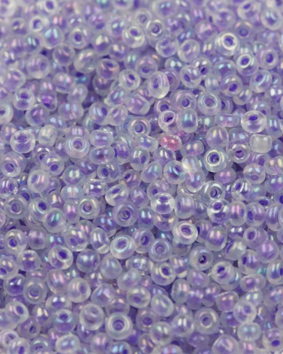 Transparent iridescent seed bead mauve