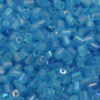 Transparent Bugle Beads approx. 2 mm light Blue Iridescent