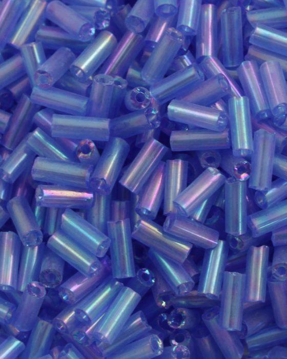 Bugle beads 4mm Blue Iridescent