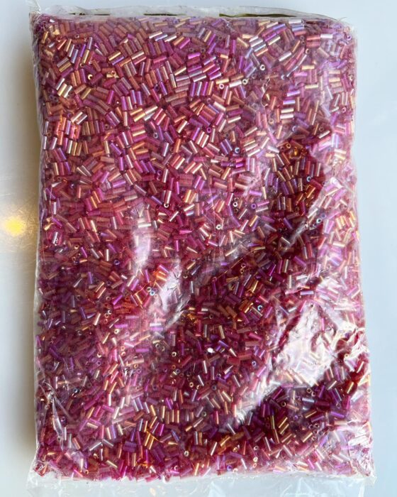 bugle beads 4mm Red iridescent