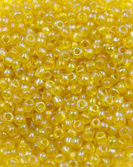 Transparent iridescent seed beads size 11 Yellow Iridescent