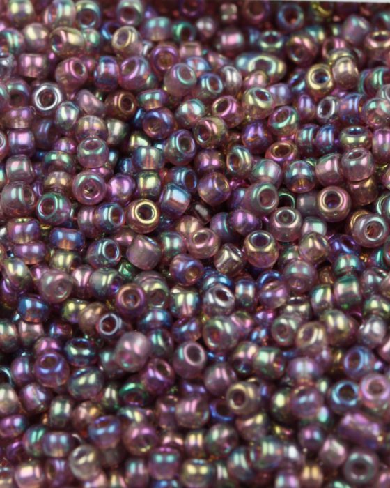 Opaque iridescent seed bead purple