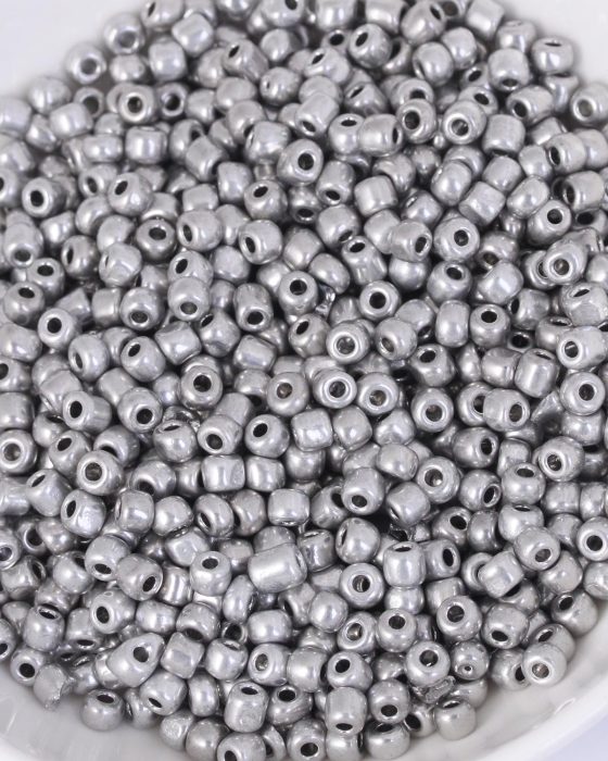 seed beads size 6 Metallic silver