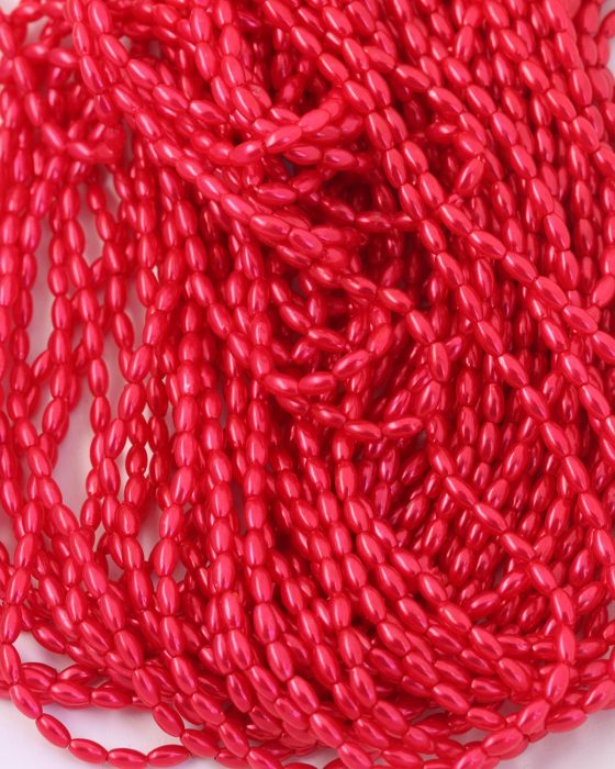 Plastic Rice Beads 3.5mm. Christmas Red
