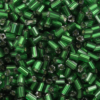 Bugle Beads 2mm Silver Lined Green