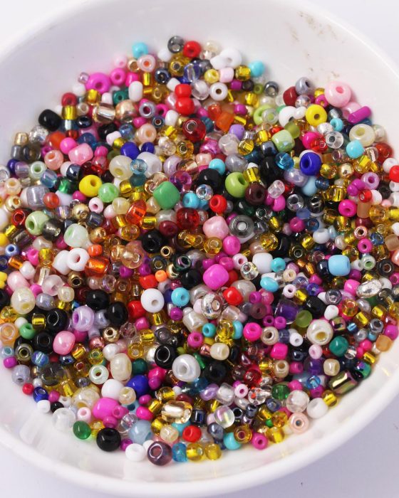 Seed beads mix bright colour and sizes