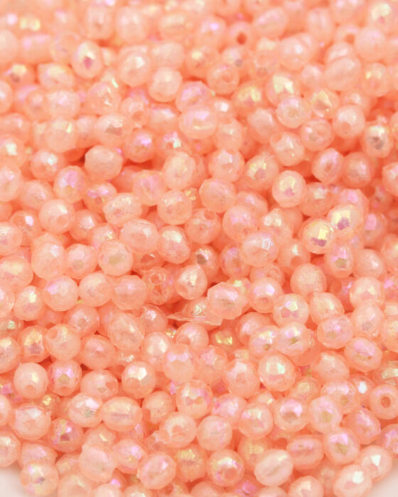 Plastic faceted round beads 3.5mm Peach