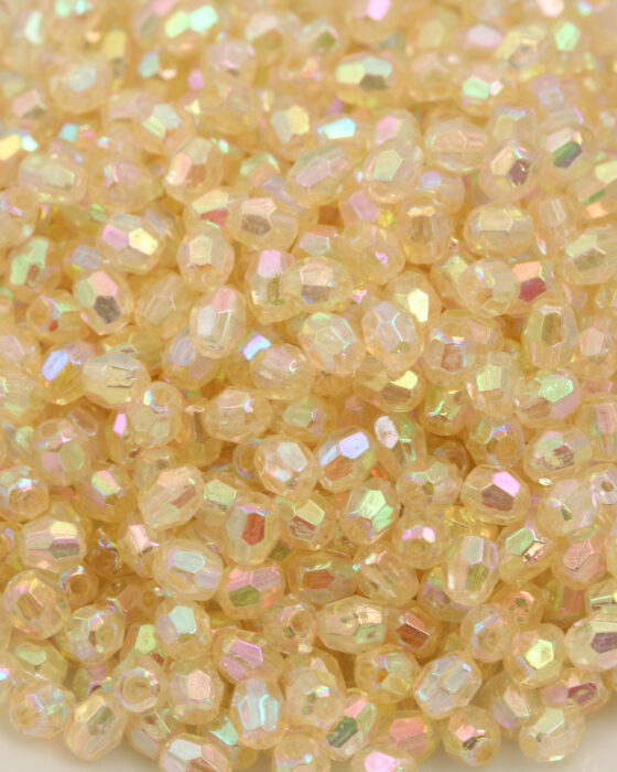 Plastic faceted round beads 3.5mm Pale yellow