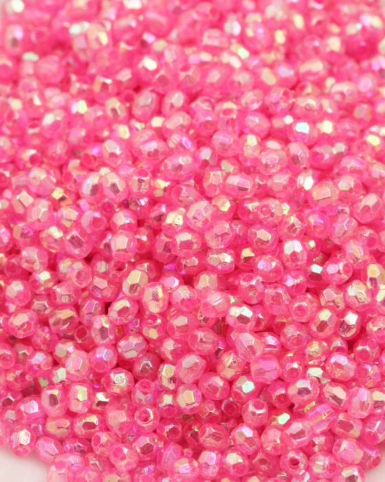 Plastic faceted round beads 3.5mm Hot Pink