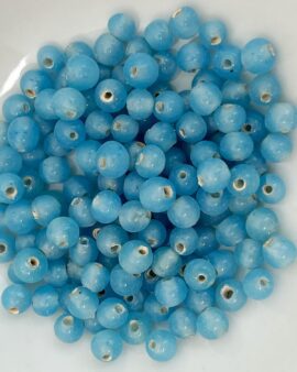 Round glass beads 5-6mm pale blue