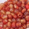 Handmade round creases glass beads 8-9mm Red Transparent