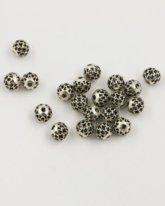 hollow beads chain design 8mm antique silver