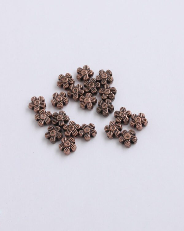 Metal flower beads 4x6mm Antique copper