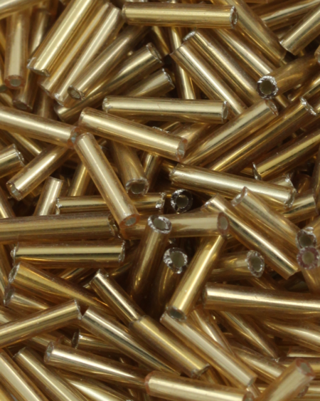 Bugle Beads 10 mm Gold Silver Lined