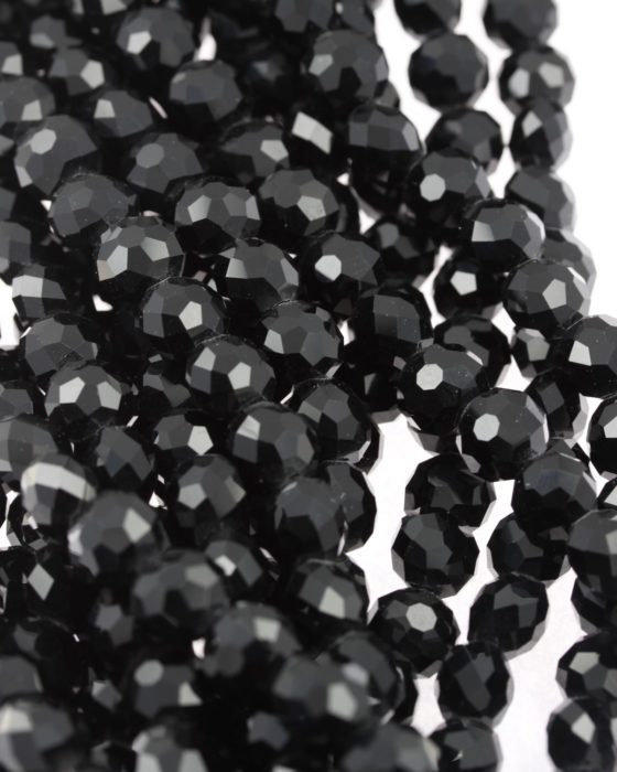 flat round crystal beads black