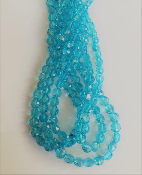 Flat round crystal beads, 10 x 7 mm Aquamarine