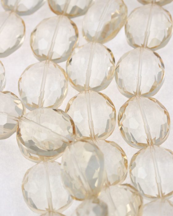 flat oval crystal beads champagne