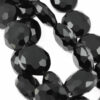 flat oval crystal beads black
