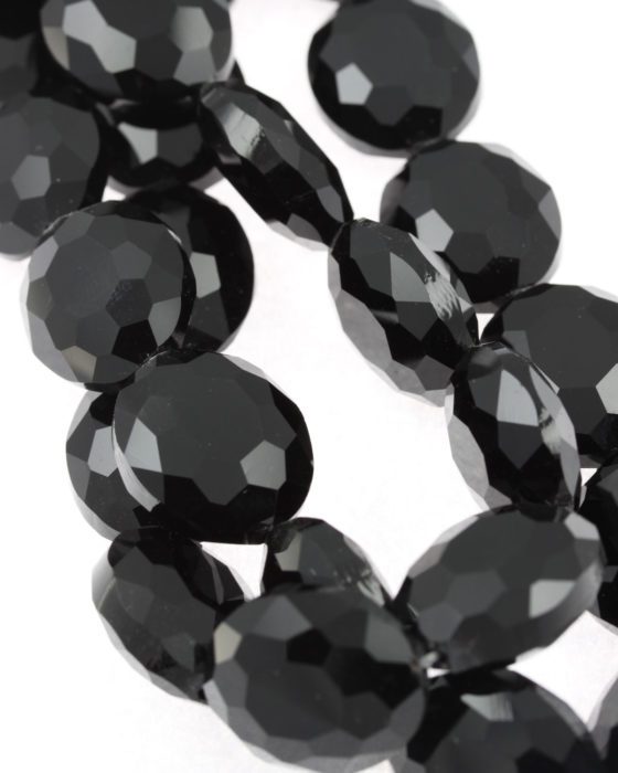 flat oval crystal beads black