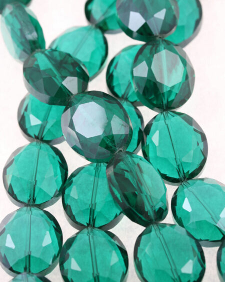 flat oval crystal beads emerald
