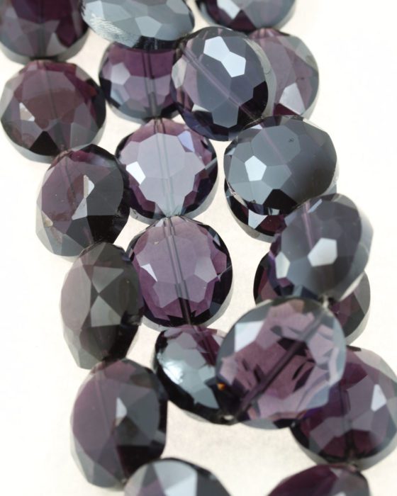 flat oval crystal beads purple