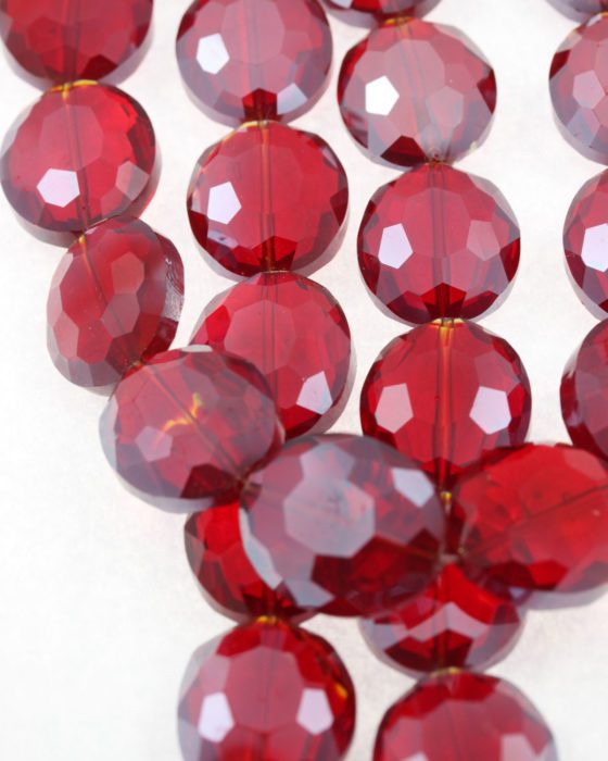 flat oval crystal beads red