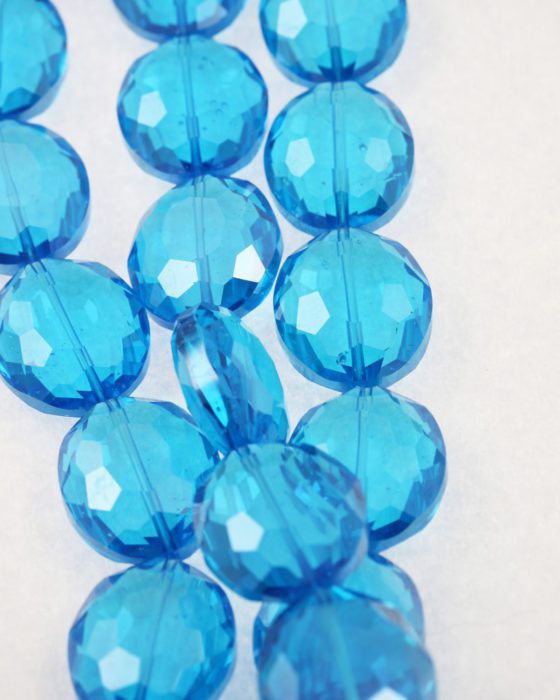 flat oval crystal beads aquamarine