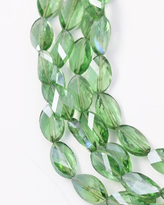 Cut crystal oval beads Chrysolite