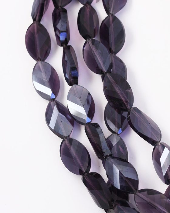 Cut crystal oval beads Purple