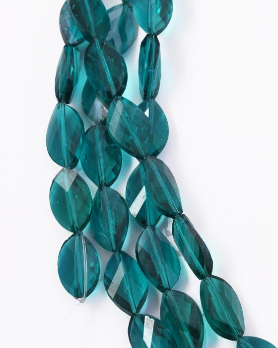 Cut crystal oval beads Emerald