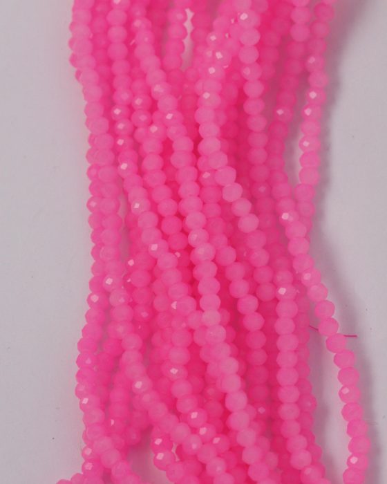 faceted glass rondelles 3x4mm Hot pink