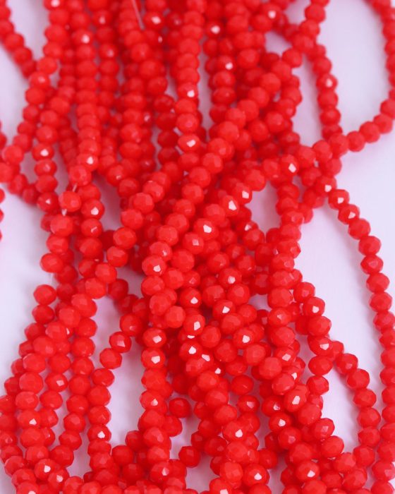 Faceted glass rondelles 3x4mm Cherry Red