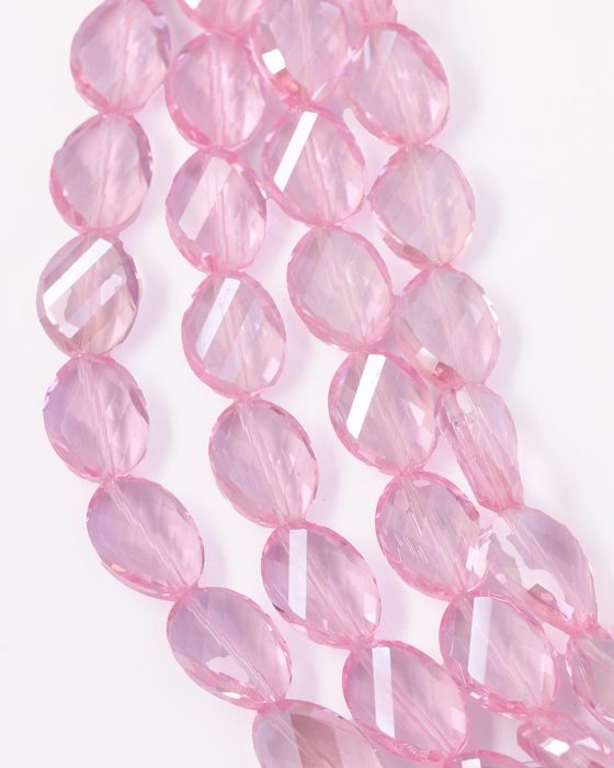 Cut crystal oval beads Pink