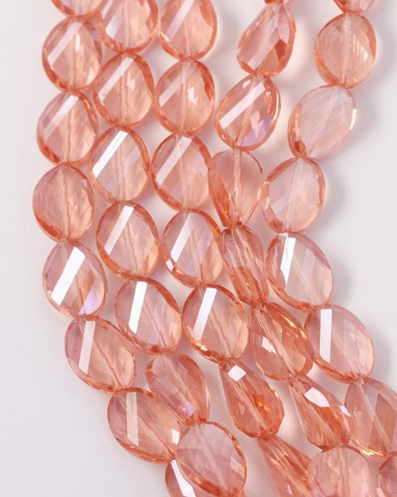 Cut crystal oval beads Peach