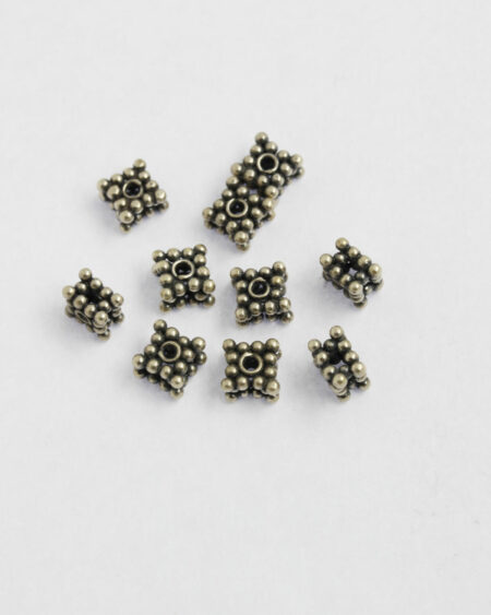 Sterling silver square granulated spacer 6 x 4 mm