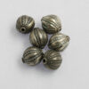 creased olive silver beads