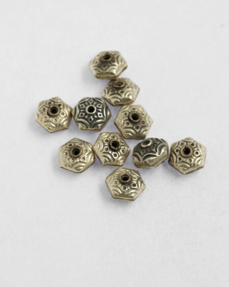 sterling flat hexagon bead