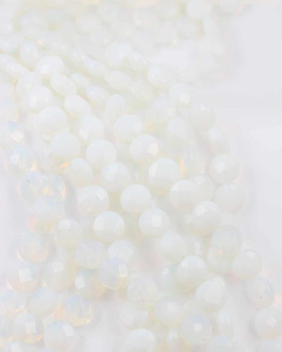 round flat faceted glass bead opal AB
