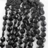 round flat faceted glass bead black