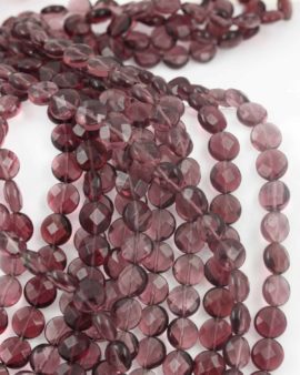 round flat faceted glass bead amethyst
