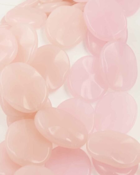 Flat oval glass rose quartz