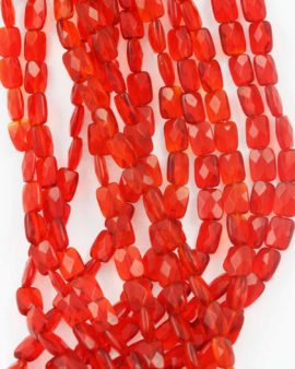 Flat faceted rectangle bead red