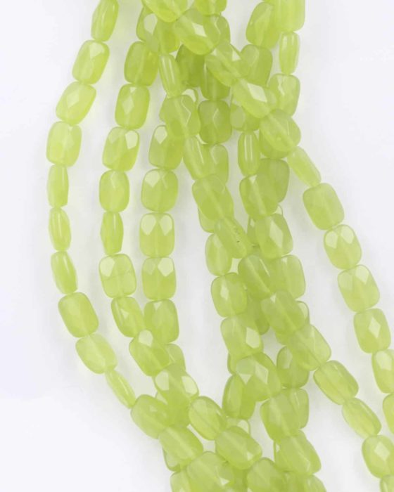 Flat faceted rectangle bead green opal